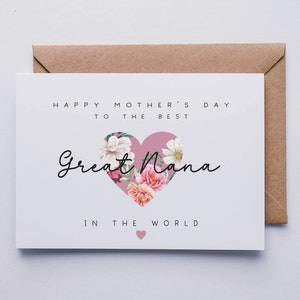 Mother’s Day card for great nana, best great nana in the world, great nana Mother’s Day card, Mothering Sunday