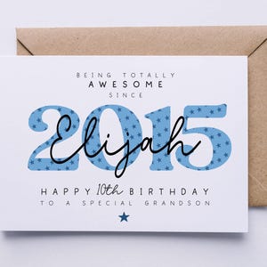 Personalised 10th birthday card, tenth birthday card for him, ten today, happy 10th birthday card,  son, grandson, friend, nephew, brother