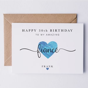 Birthday card for fiancé, fiancé birthday card, personalised card, fiancé 30th birthday, husband to be birthday card