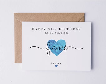 Birthday card for fiancé, fiancé birthday card, personalised card, fiancé 30th birthday, husband to be birthday card