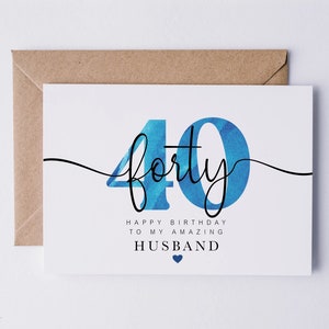 Husbands 40th birthday card, 40th birthday card for husband, personalised birthday card for husbands birthday