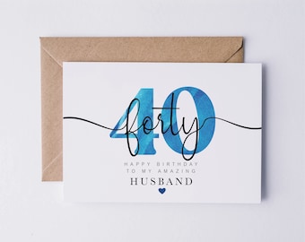 Husbands 40th birthday card, 40th birthday card for husband, personalised birthday card for husbands birthday