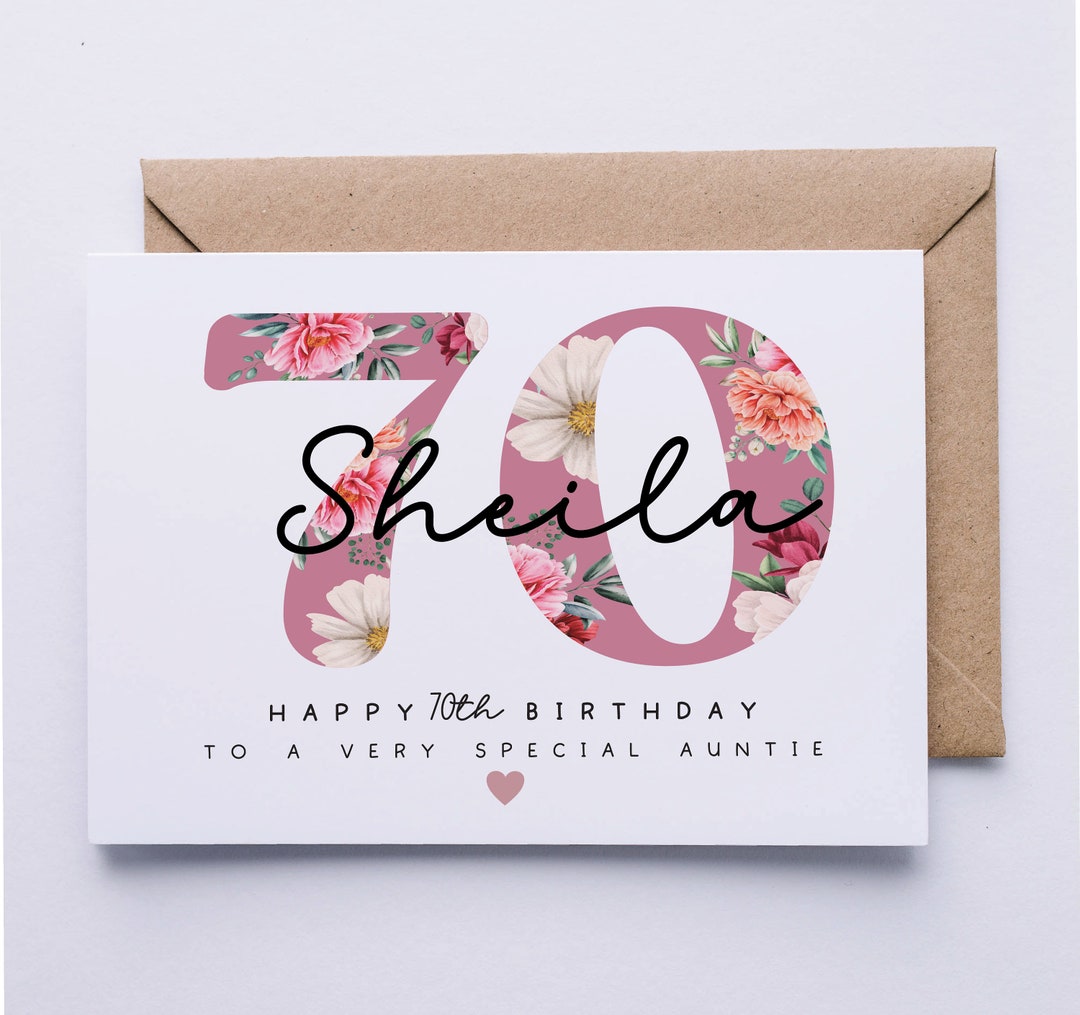 70th Birthday Card, Personalised 70th Birthday Card for Her, Friend ...