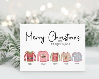 Family Christmas Card Pack, Personalised Family Cards, Personalised Christmas Card Pack, Handmade Gingerbread Family Christmas Cards