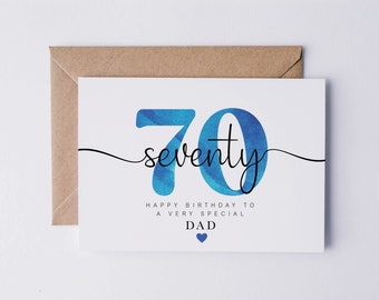 Dads 70th birthday card, 70th birthday card for Dad, personalised birthday card for Dads 70th birthday