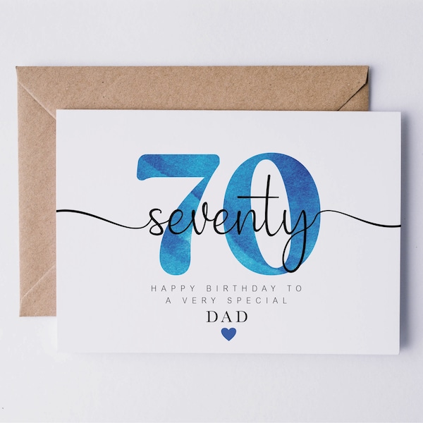 Dads 70th birthday card, 70th birthday card for Dad, personalised birthday card for Dads 70th birthday