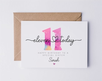 Buy Personalised 11th Birthday Card, Eleventh Birthday Card for