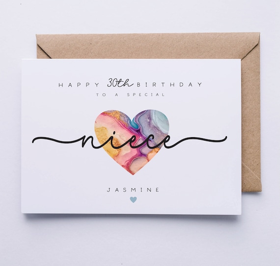 Nieces birthday card, personalised card for niece, 16th, 18th, 21st, 30th, 40th, 50th, 60th, 25th, pretty card,