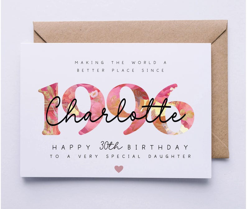 30th birthday card, card for her, personalised card, 30th birthday card for daughter, granddaughter, niece, sister, goddaughter, friend, zdjęcie 2