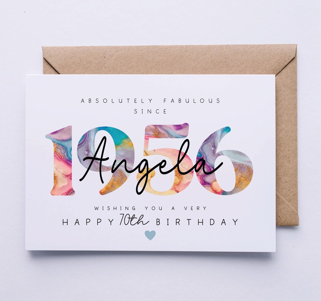 70th Birthday Card, Personalised 70th Birthday Card for Her, Seventy ...