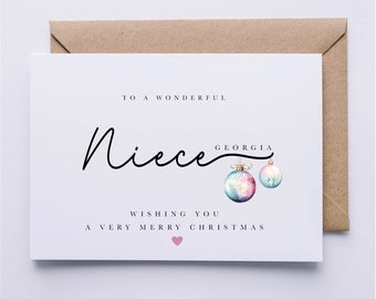 Niece Christmas card, personalised card, xmas card for niece