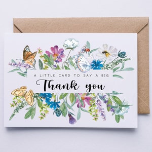 Thank you card, pack of thank you cards, a little card to say a big thank you, floral, pretty