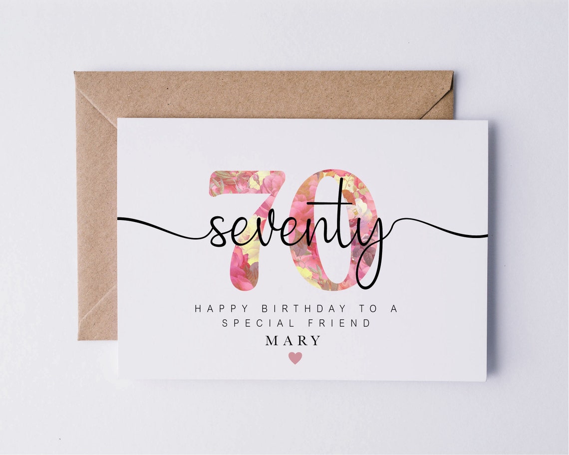 Personalised 70th Birthday Card for Her, 70th Birthday Card for Auntie ...