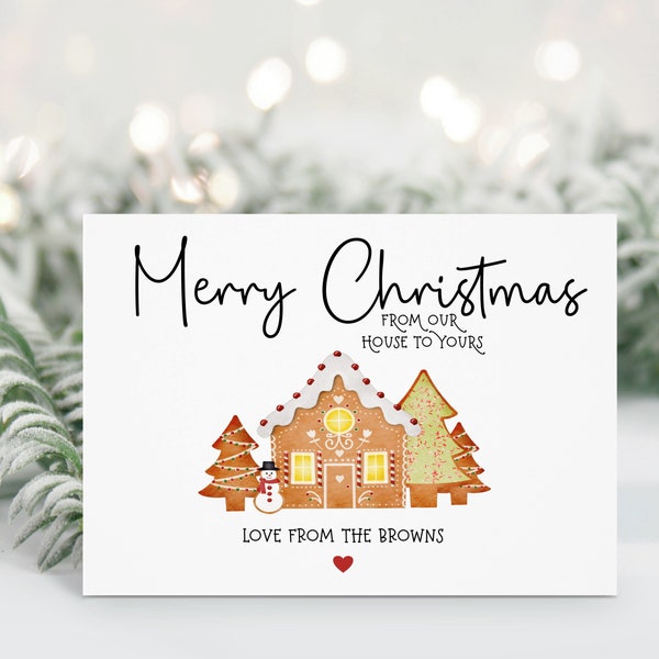 From our house to yours, Personalised Christmas Cards | festive Cards | From our home to yours | Family Cards | Family Xmas Card