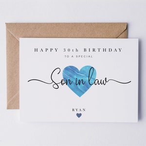 Birthday card for son in law, son-in-law birthday card, personalised card, 30th birthday card, 40th, 50th, 60th