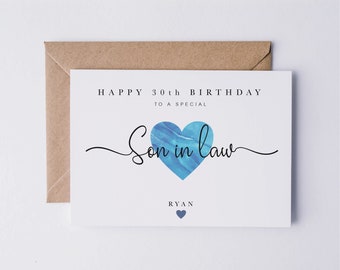 Birthday card for son in law, son-in-law birthday card, personalised card, 30th birthday card, 40th, 50th, 60th