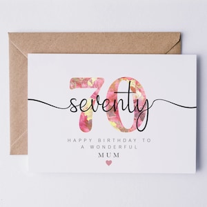 70th Birthday card for Mum, Mum birthday card, 70th birthday card for mum
