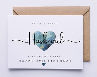 Husbands 50th birthday card, 50 th birthday card for husband