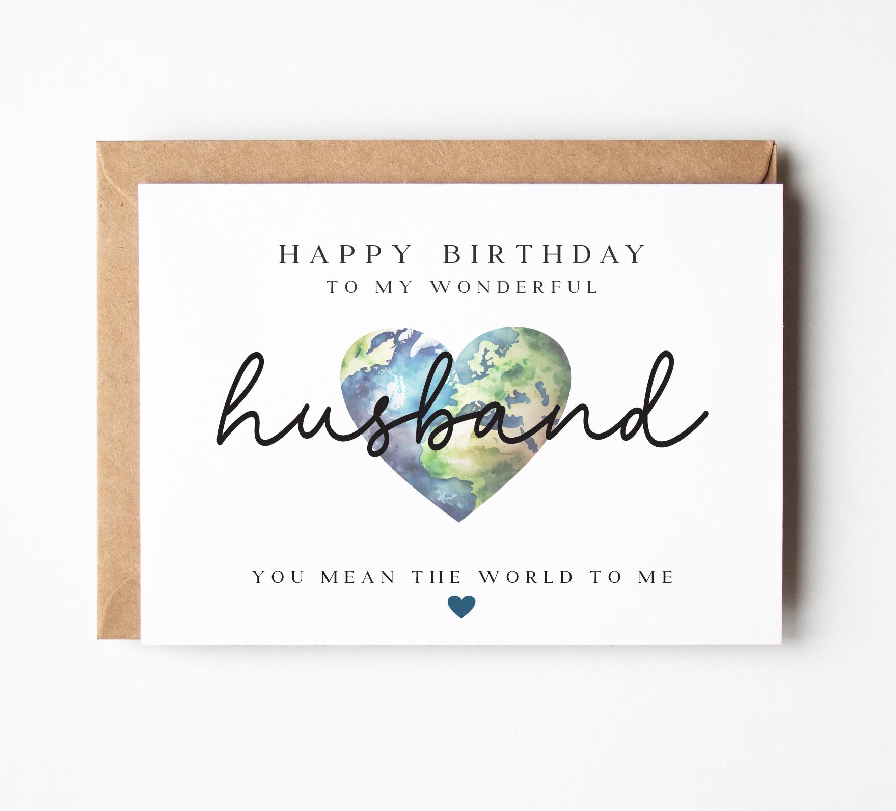 Birthday Card for Husband, Husband Birthday Card, You Mean the World to ...