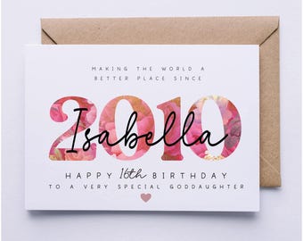 Tarjeta de cumpleaños número 16, tarjeta para ella, tarjeta personalizada, tarjeta de cumpleaños número 16 para hija, nieta, sobrina, hermana, ahijada, amiga