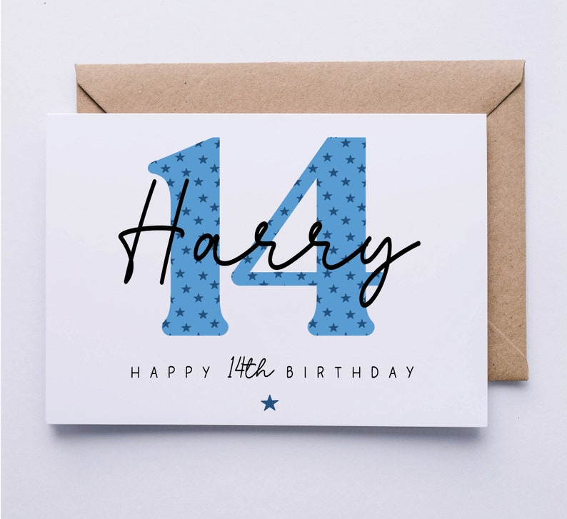 Personalised 14th Birthday Card, Fourteenth Birthday Card for Him ...