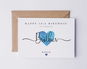 Birthday card for Brother, Brother birthday card, personalised card, brothers 21st birthday, 30th birthday card, 18th, 40th, 50th, 60th