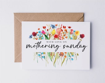 Mothering Sunday card, floral, Mother’s Day card for mum, gran, granny, grandma