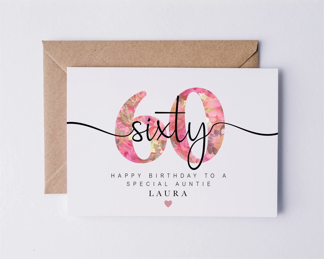 60th Birthday Card, Personalised Sixtieth Birthday Card for Her, Sixty ...