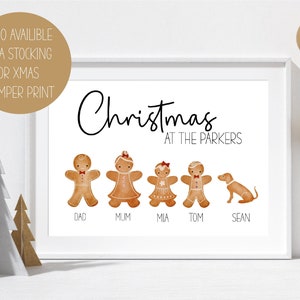 Personalised family Christmas Print,  gift for families, Christmas with the, Christmas decor, family and dog print, family print custom