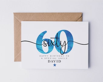 Personalised 60th Birthday Card for Him, Uncle, Son, Husband, Friend