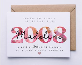18th birthday card, card for her, personalised card, 18th birthday card for daughter, granddaughter, niece, sister, goddaughter, friend