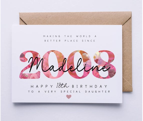 18th birthday card, card for her, personalised card, 18th birthday card for daughter, granddaughter, niece, sister, goddaughter, friend