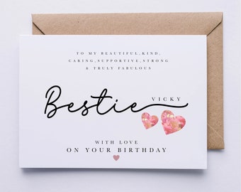 Bestie birthday card, personalised card, birthday card for Bestie