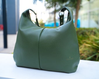 Leather hobo bag, Green large hobo bag, Women bag, Leather purse, Green shoulder bag, Woman tote bag, soft leather handbag, Gift for women