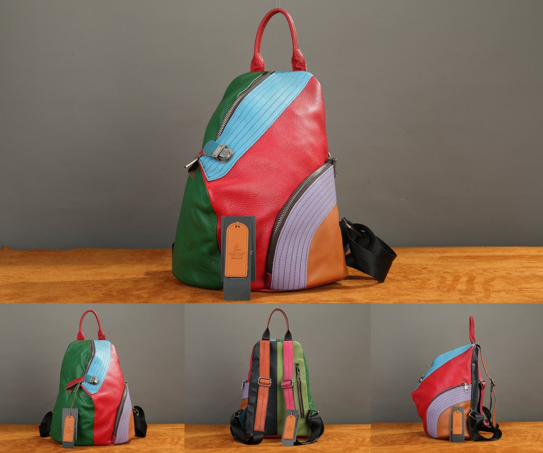 College Book Bag Colorful Backpack Unique Colorful Etsy