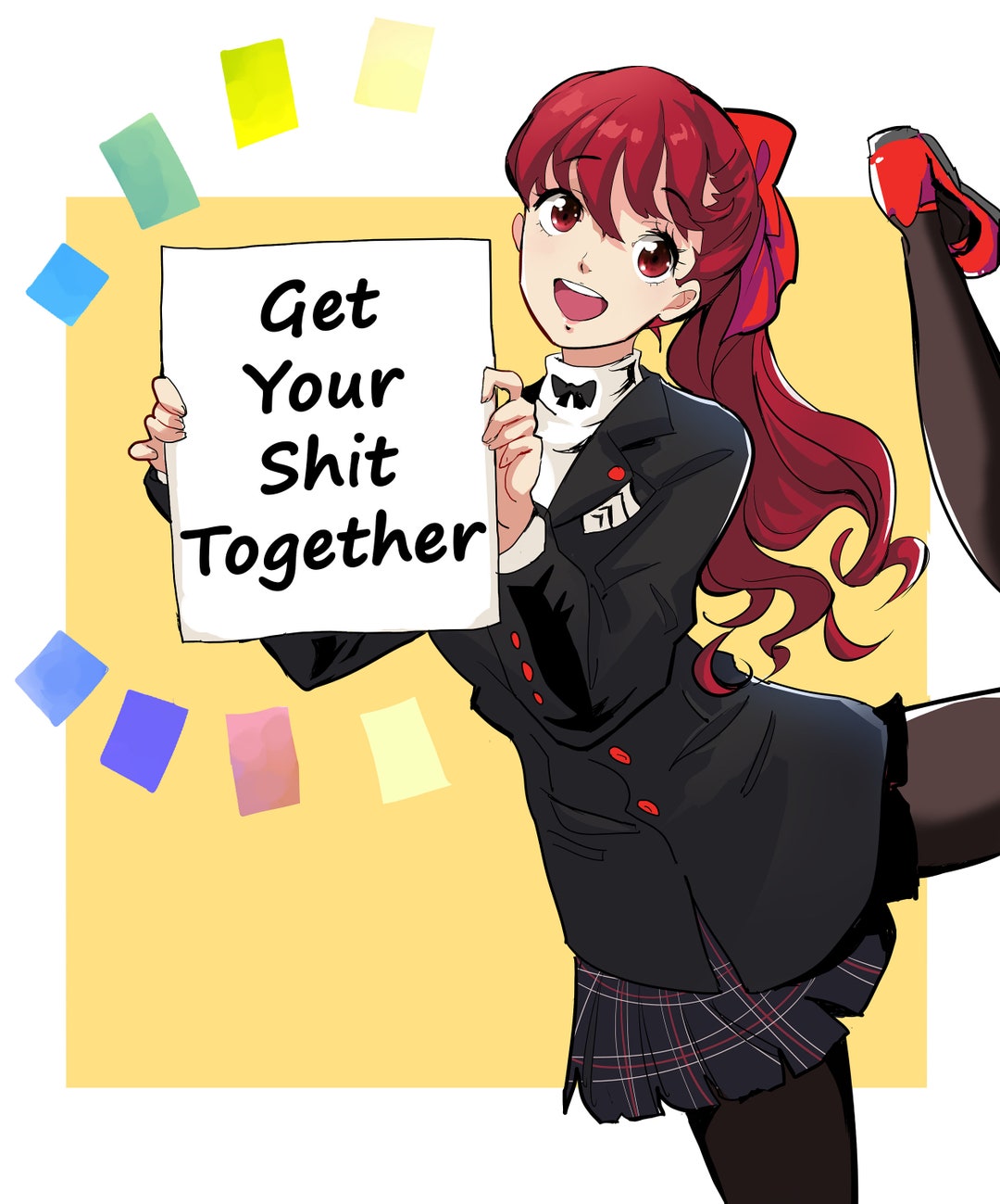 Kasumi Holds a Sign you Add Text Yoshizawa Poster Art - Etsy
