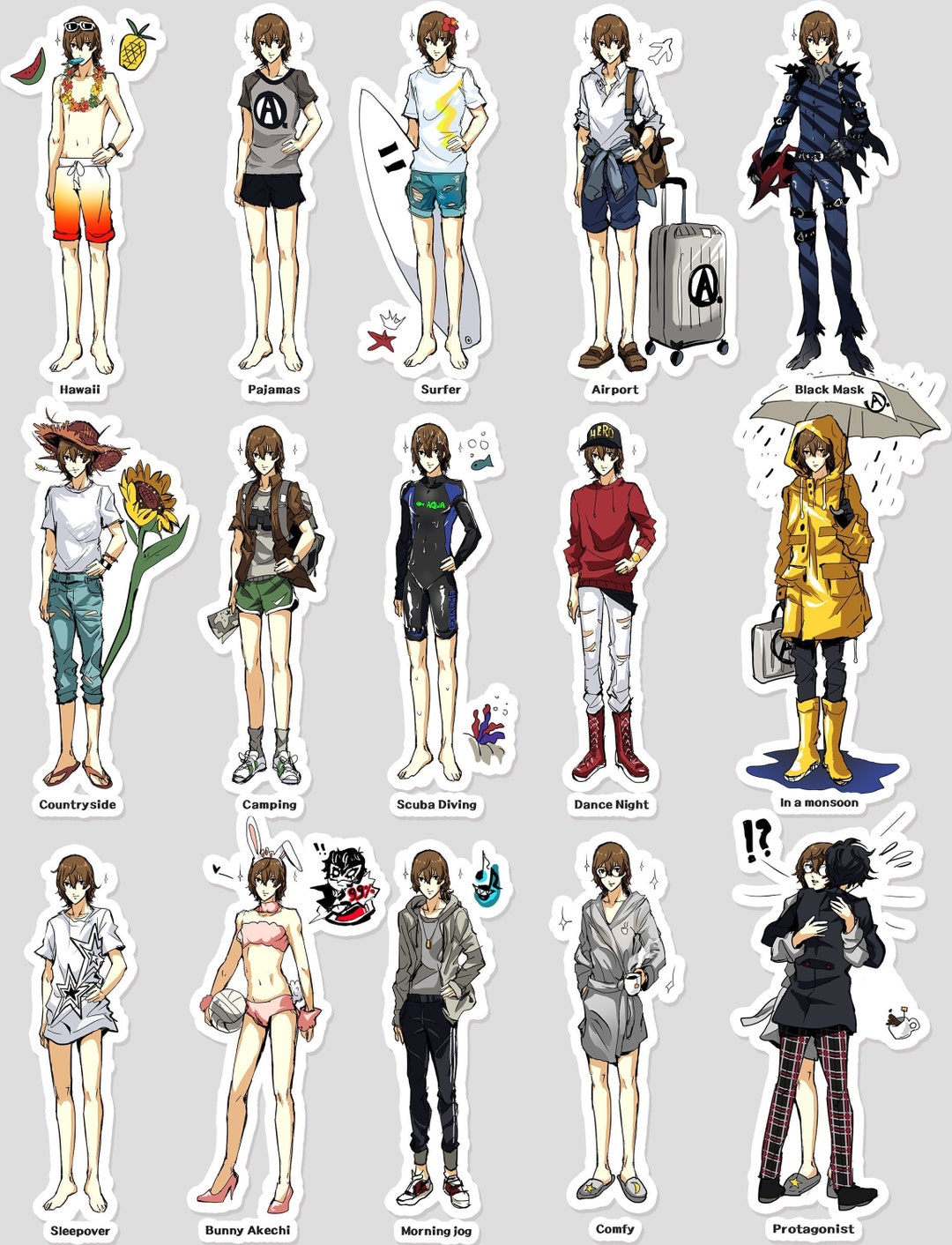 Persona 5 Poster Goro Akechi Outfits Crow Black Mask Royal - Etsy