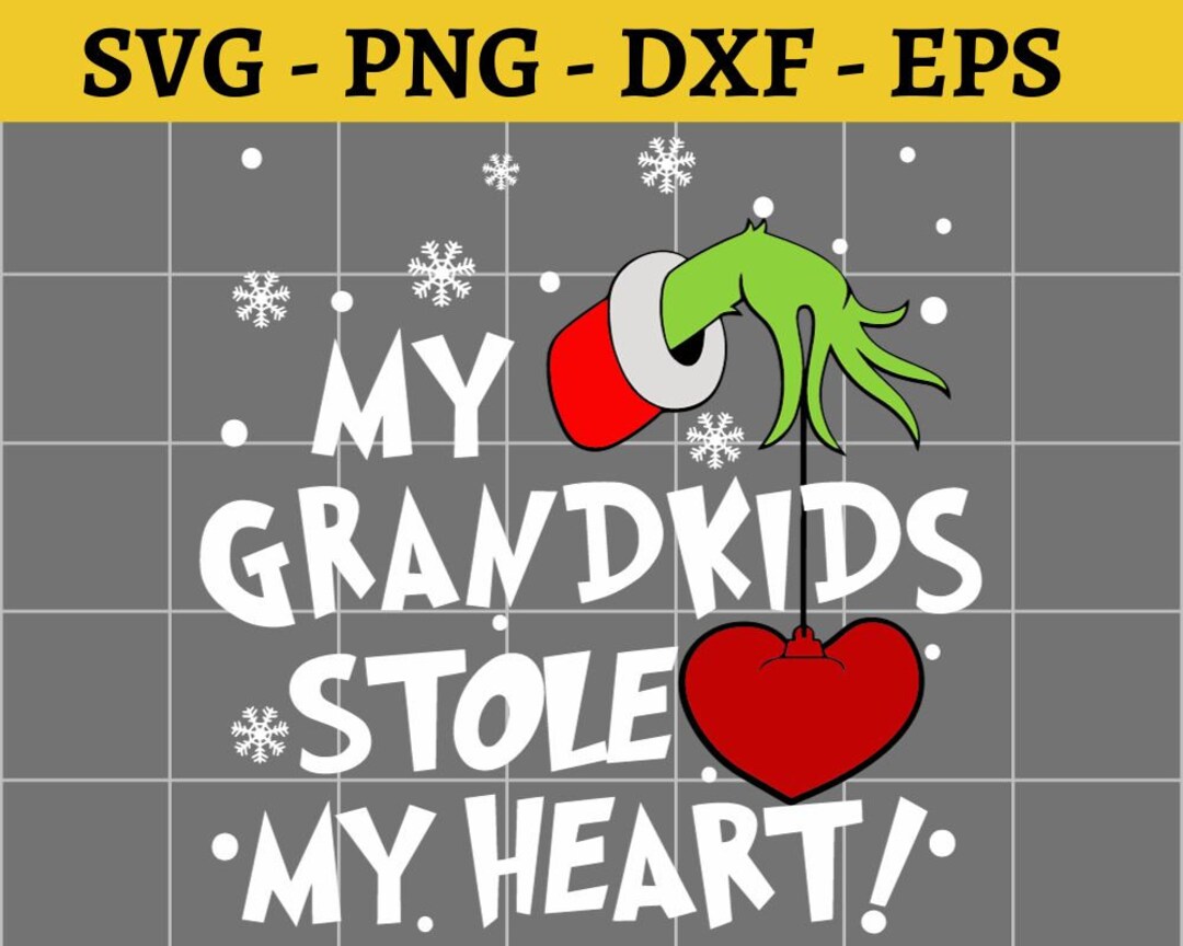 My Grandkids Stole My Heart Grandma Christmas Svg Png Dxf Eps ...