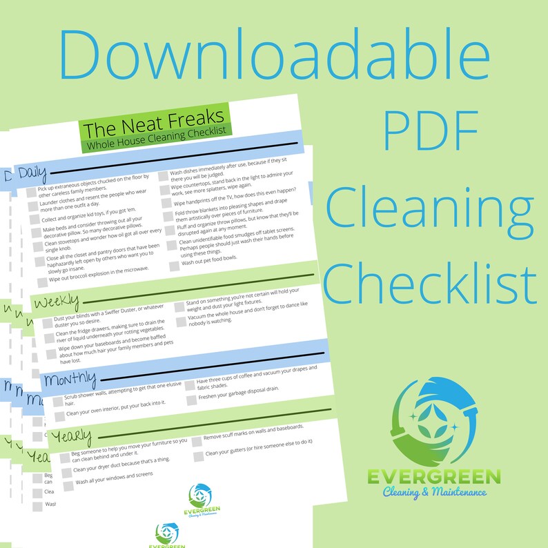The Neat Freaks Whole House Cleaning Checklist Etsy