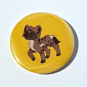 Furry Hyena Badge Pin - 58 mm diameter