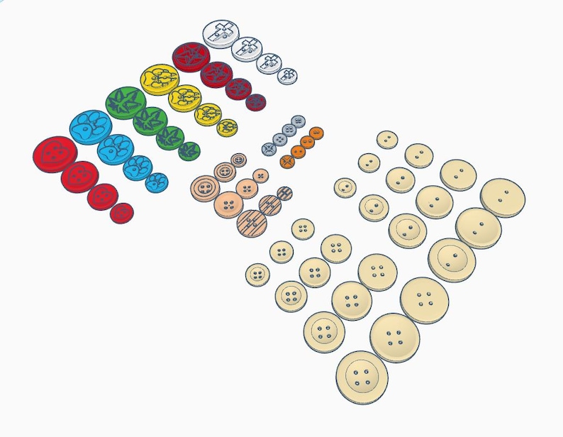 Puede incluir: Surtido de botones coloridos en varios tama&ntilde;os y dise&ntilde;os. Incluye botones rojos, azules, verdes, amarillos y blancos con dise&ntilde;os florales y geom&eacute;tricos. Tambi&eacute;n presenta botones de madera y color crema con dos y cuatro agujeros.