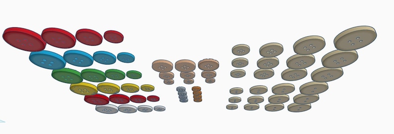 Puede incluir: Un surtido de botones coloridos en varios tama&ntilde;os y tonos, incluyendo rojo, azul, verde, amarillo y tonos neutros. Los botones est&aacute;n dispuestos en un patr&oacute;n curvo din&aacute;mico, mostrando sus diferentes formas y colores.