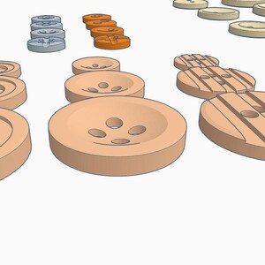 Puede incluir: Una colecci&oacute;n de botones variados en diferentes colores y estilos. Los botones son de madera y pl&aacute;stico, con una variedad de formas y tama&ntilde;os. Algunos botones son redondos, mientras que otros son ovalados o rectangulares. Los colores incluyen rojo, amarillo, verde, naranja y beige.