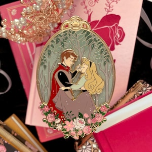 briar rose and phillip love at first light sleeping beauty enamel pin