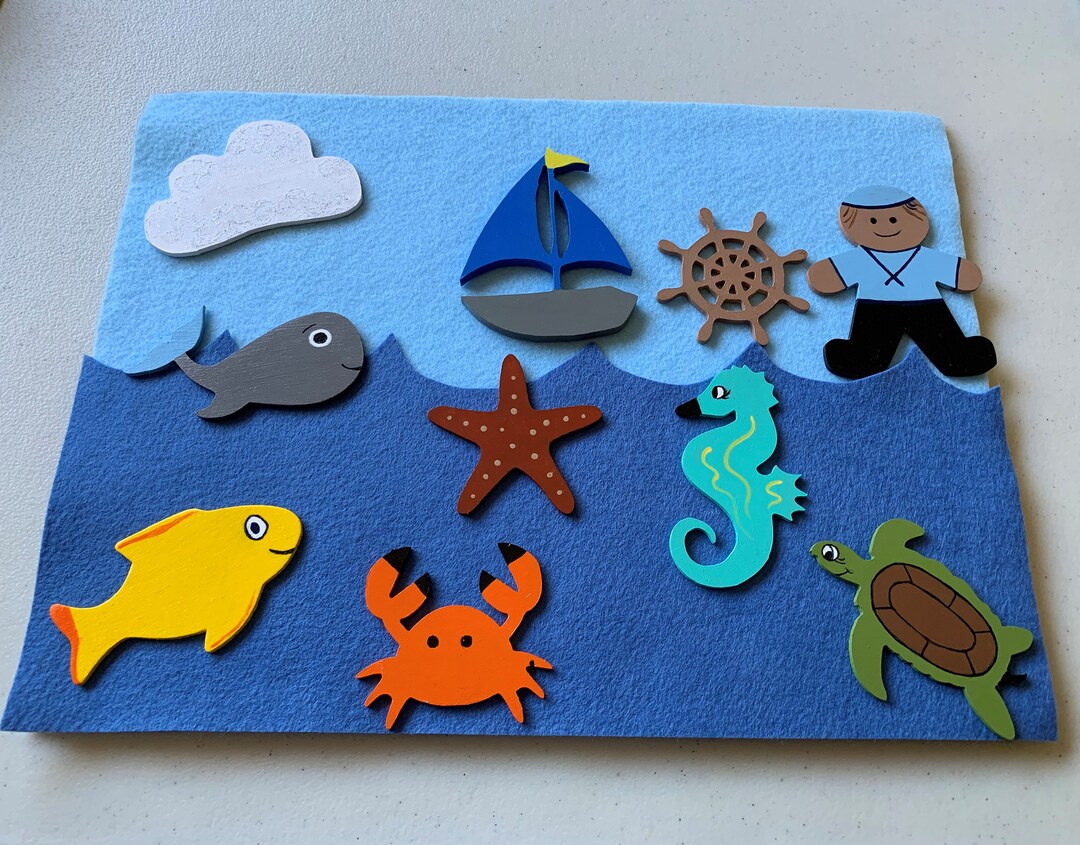 Ocean Board Felt Scene With 10 Corresponding Handpainted