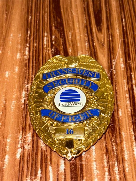 Vintage Obsolete Trans-West Security Badge Gold Plate… - Gem