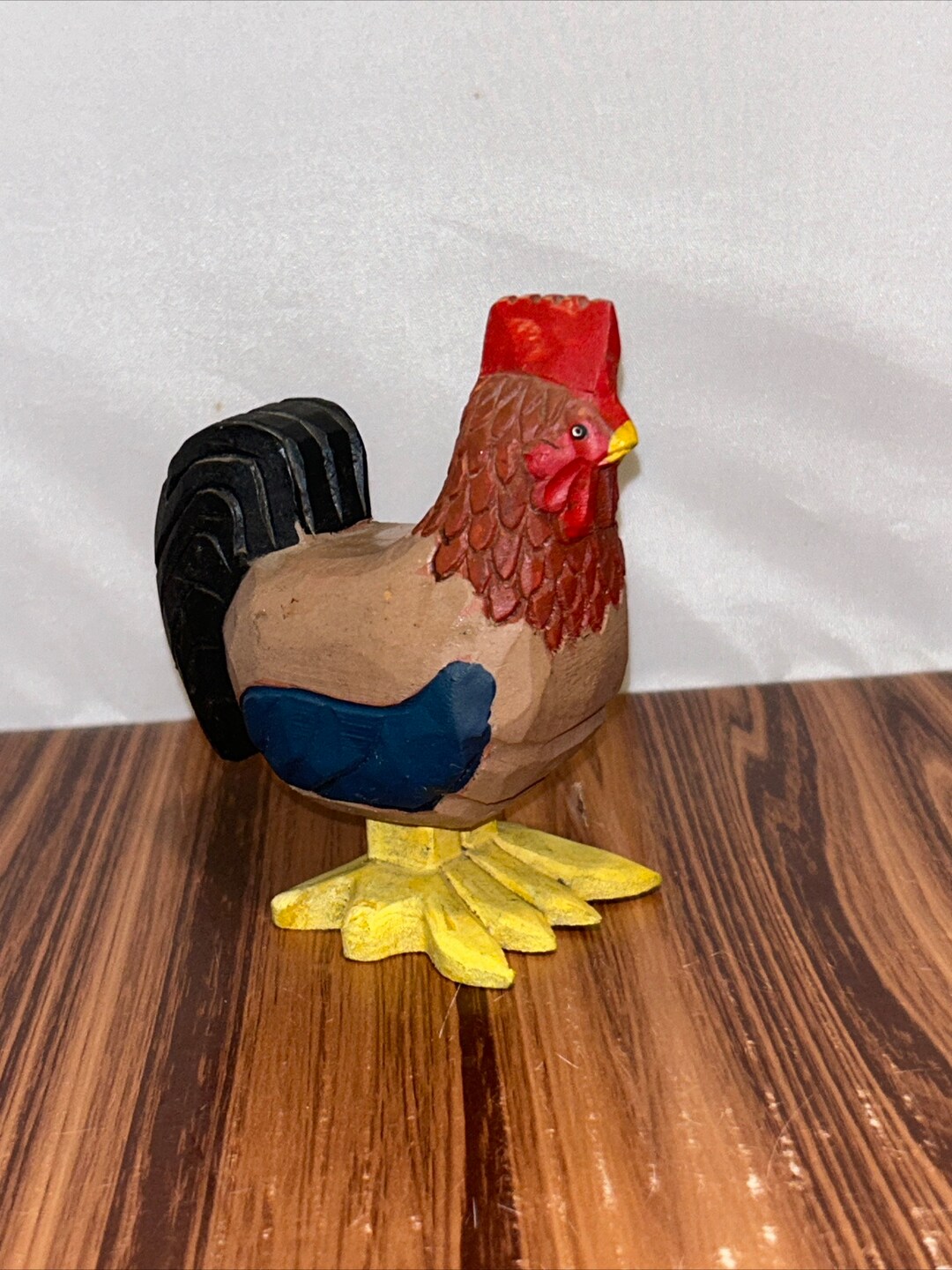 Carved Wooden Rooster Chicken Figure - Etsy