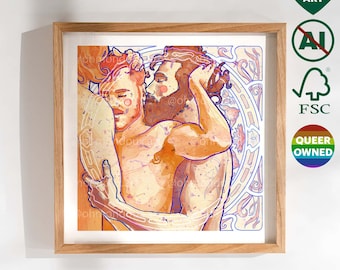 Sztuka gejowska i queerowa - Trójka, secesja, produkty queerowe - prezent urodzinowy, świąteczny dla chłopaka, przyjaciela - firma prowadzona przez osoby queerowe