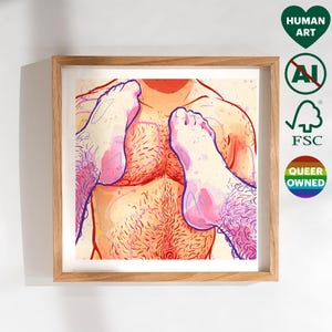 Stampa artistica di piedi gay. Regalo di Natale, compleanno e anniversario per fidanzato, marito o amico gay. Opera d'arte LGBT Pride, attività commerciale di proprietà queer.