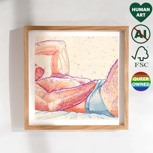 Stampa artistica "Gay Tender Morning" - Regalo per amico gay e fidanzato - Dipinto digitale LGBT Pride - Decorazione da parete per camera da letto e soggiorno